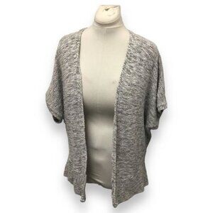 Kirra Women’s Short Sleeve Open Front Sweater Cardigan, Gray, size L